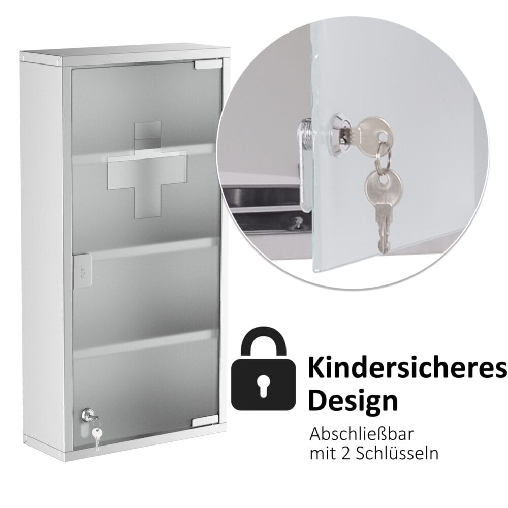 Medizinschrank Hausapotheke Erste-Hilfe-Schrank mit Schloss