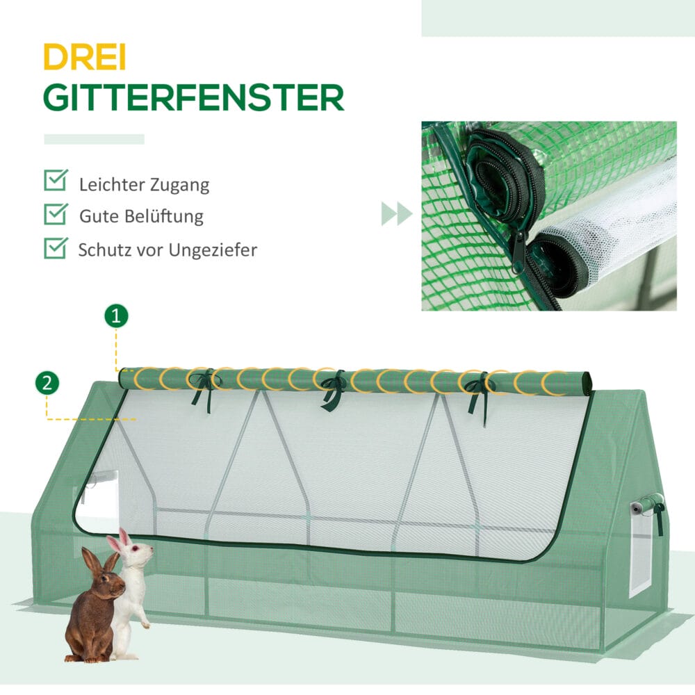 Mini-Gewächshaus UV-beständig, ideal für Pflanzenanzucht, Farbe Grün.