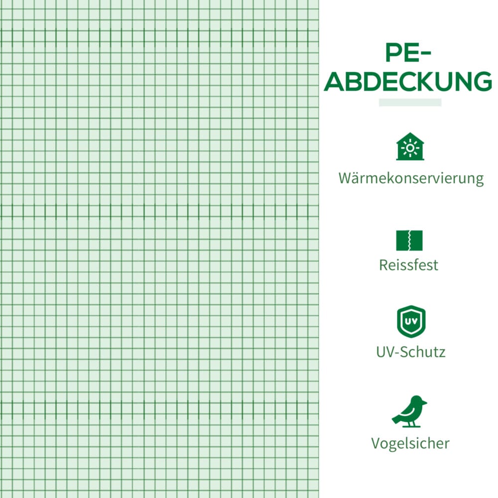 Mini-Gewächshaus UV-beständig, ideal für Pflanzenanzucht, Farbe Grün.