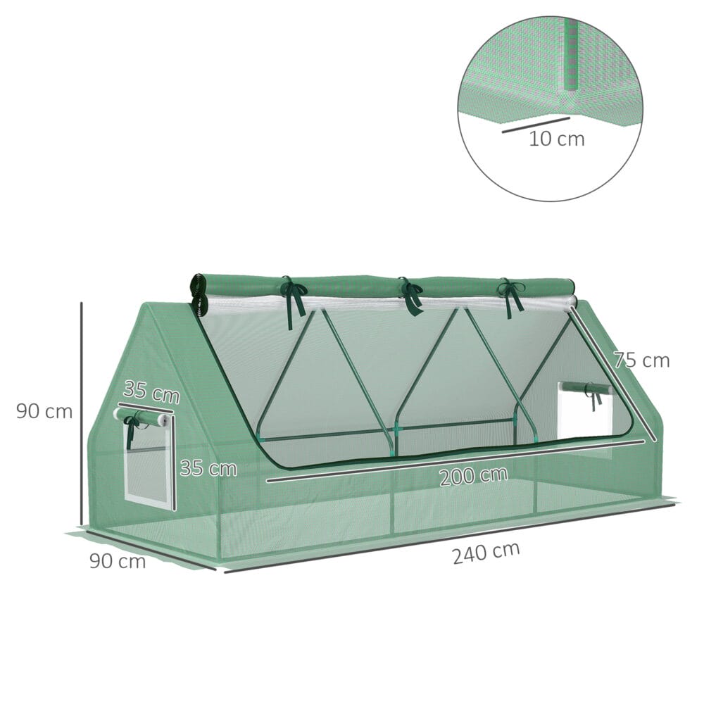 Mini-Gewächshaus UV-beständig, ideal für Pflanzenanzucht, Farbe Grün.