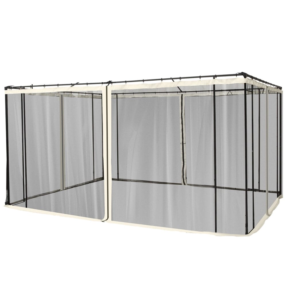 Schwarzes Moskitonetz mit 4 Seitenteilen für 3x4m Pavillon.