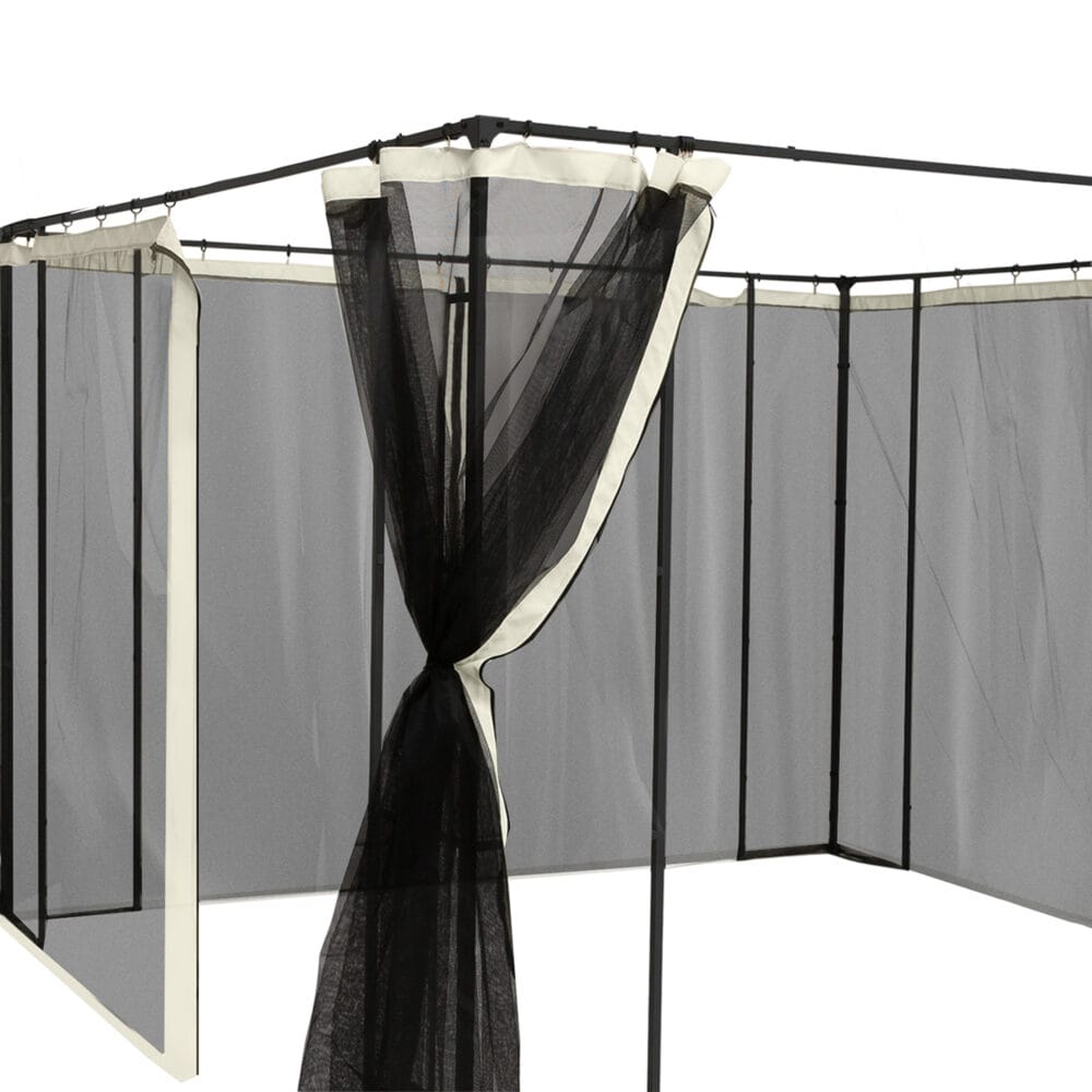 Schwarzes Moskitonetz mit 4 Seitenteilen für 3x4m Pavillon.