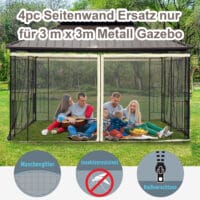 Moskitonetz mit Reißverschlusssystem für 3x3m Pavillon.