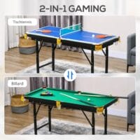 2-in-1 Multigame Spieletisch für Tischtennis und Billard, idealer Spieltisch für Kinder und Erwachsene.