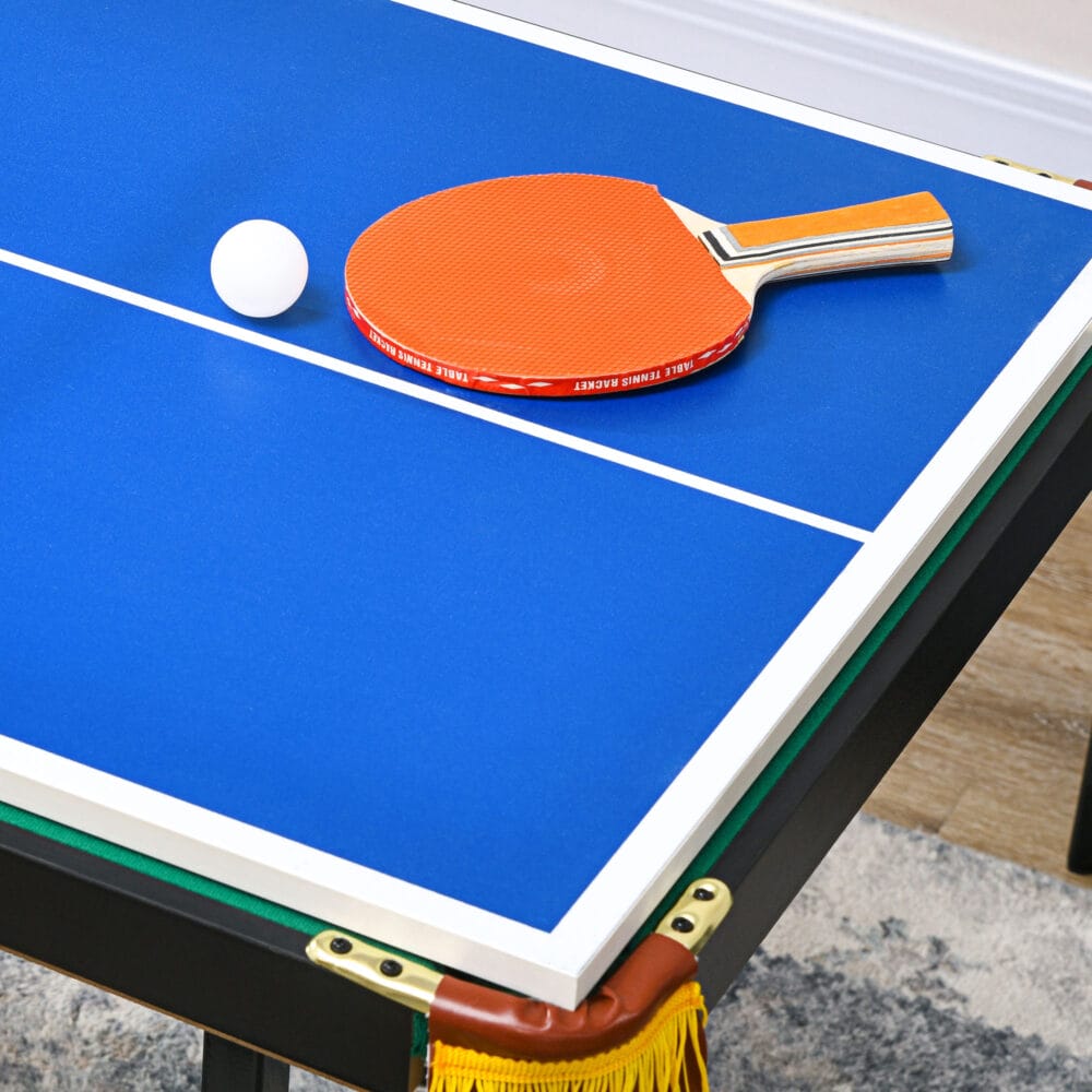 2-in-1 Multigame Spieletisch für Tischtennis und Billard, idealer Spieltisch für Kinder und Erwachsene.