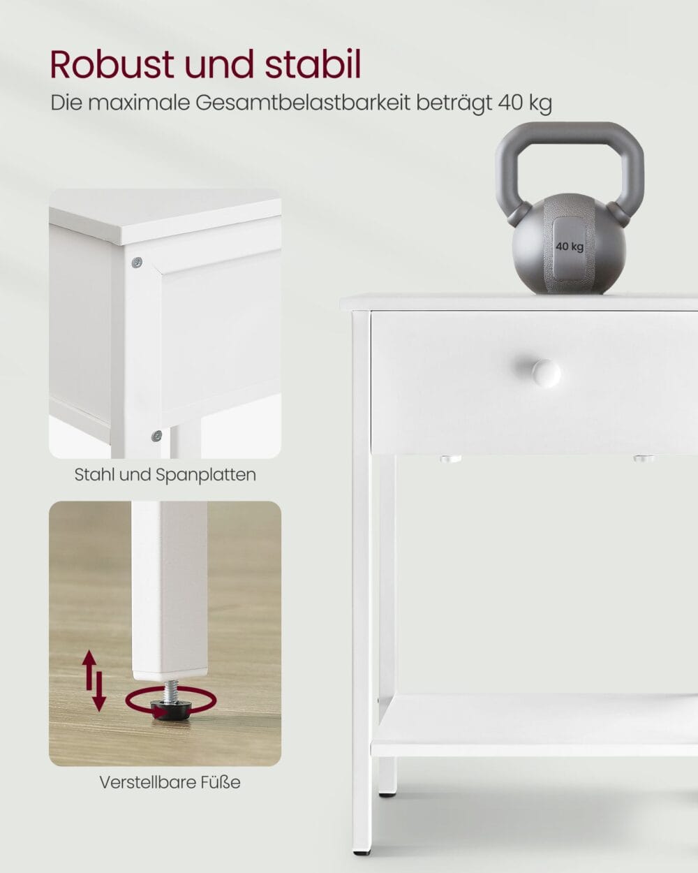 Nachttisch Schubladentisch mit Schublade.
