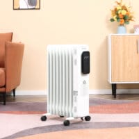 Ein tragbarer Ölradiator und Ölheizung in Weiss mit 2180W Leistung und Timer.