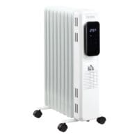Ein tragbarer Ölradiator und Ölheizung in Weiss mit 2180W Leistung und Timer.