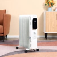 Ein tragbarer Ölradiator und Ölheizung in Weiss mit 2720W Leistung und Timer.