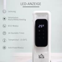 Ein tragbarer Ölradiator und Ölheizung in Weiss mit 2720W Leistung und Timer.
