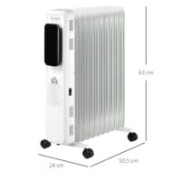 Ein tragbarer Ölradiator und Ölheizung in Weiss mit 2720W Leistung und Timer.