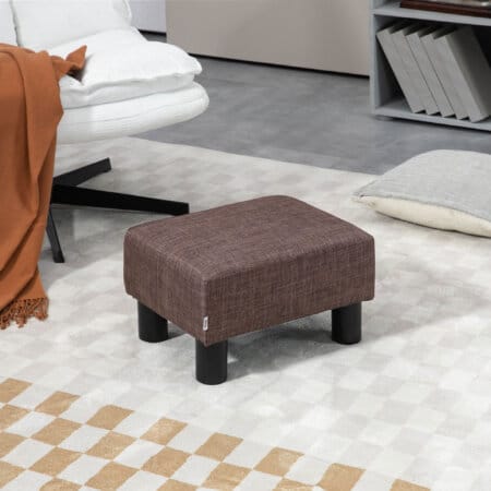 Eine braune, rechteckige Ottomane, belastbar bis 100kg.