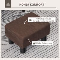 Eine braune, rechteckige Ottomane, belastbar bis 100kg.