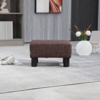 Eine braune, rechteckige Ottomane, belastbar bis 100kg.