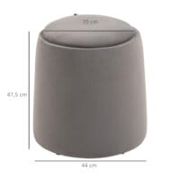 Eine dunkelgraue Ottomane mit Stauraum und 2-in-1 Design in Samtoptik.