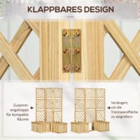 Paravent 3-teilig, wetterfest mit integrierten Blumenkästen für Balkon, Natur.