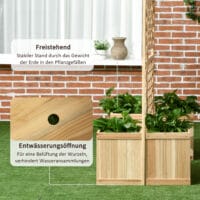 Paravent 3-teilig, wetterfest mit integrierten Blumenkästen für Balkon, Natur.