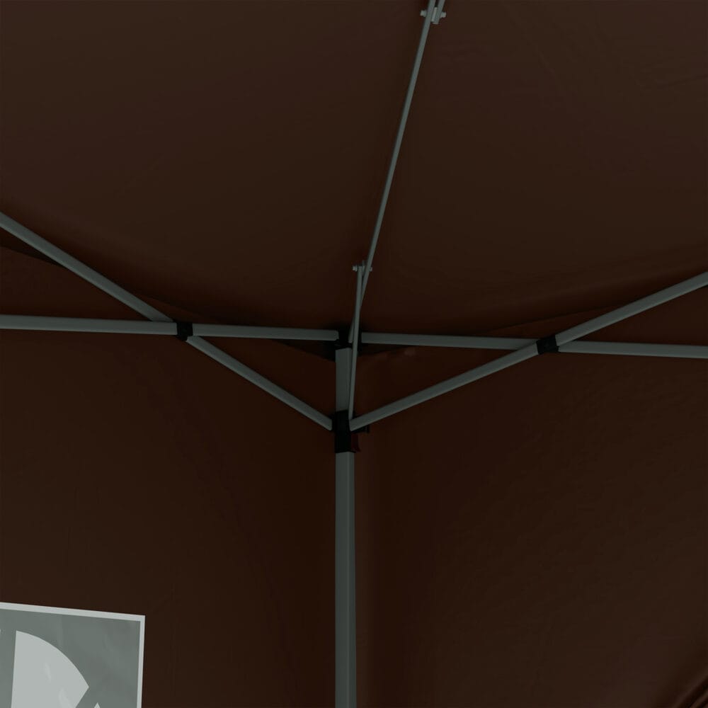 Kaffeefarbener, wasserabweisender und faltbarer Pavillon 3x3m mit Tasche & Seitenteilen.