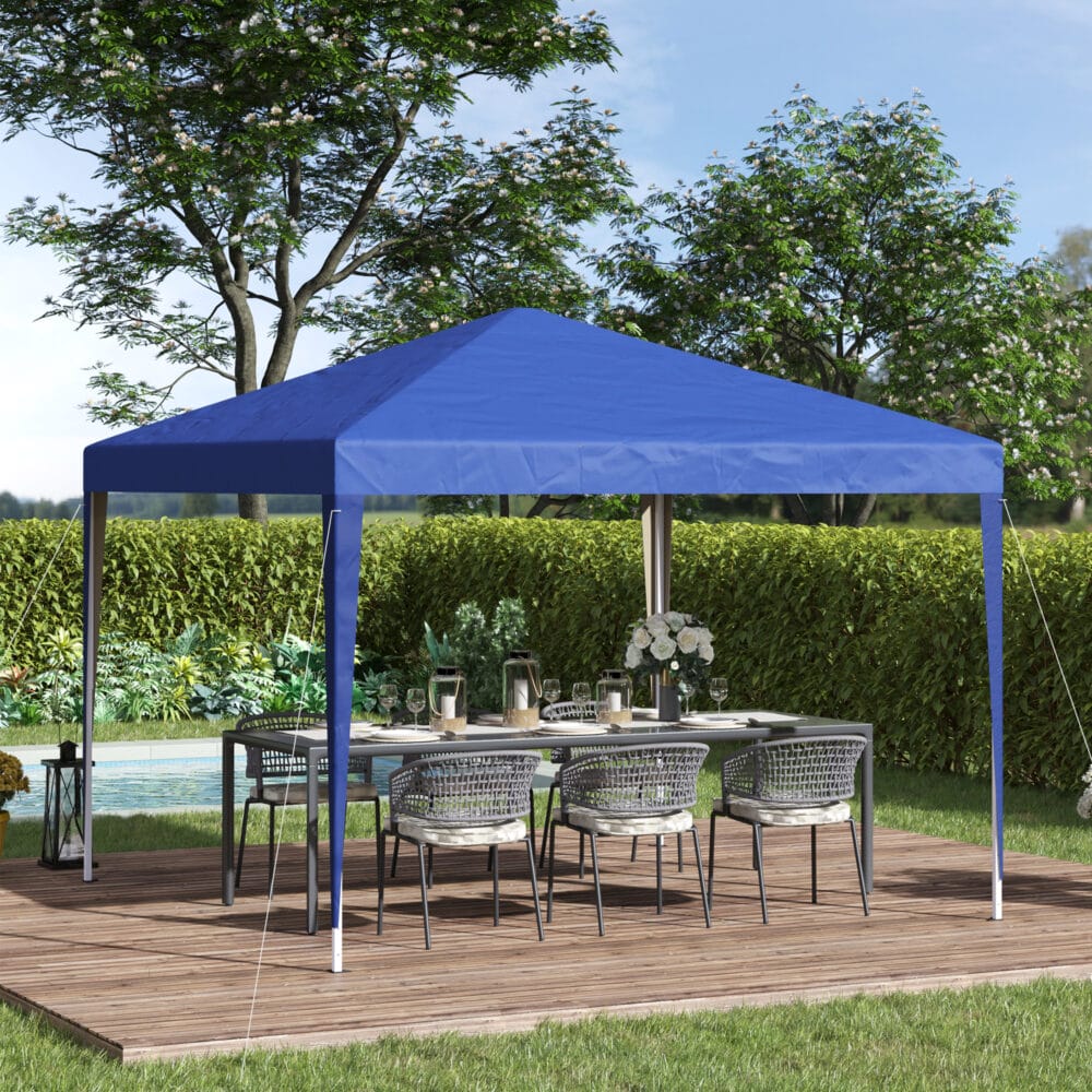 Blauer, wasserabweisender und faltbarer Pavillon 3x3m mit UV-Schutz und Tasche.