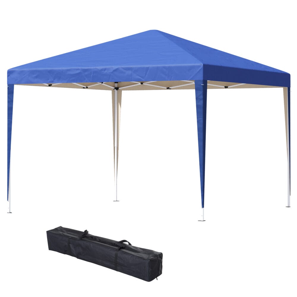Blauer, wasserabweisender und faltbarer Pavillon 3x3m mit UV-Schutz und Tasche.