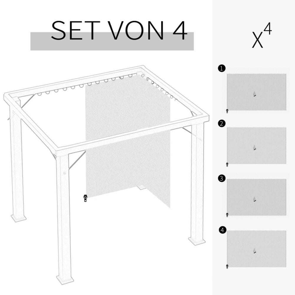 Beiger, wetterfester Pavillon 3x4m mit Seitenteilen.
