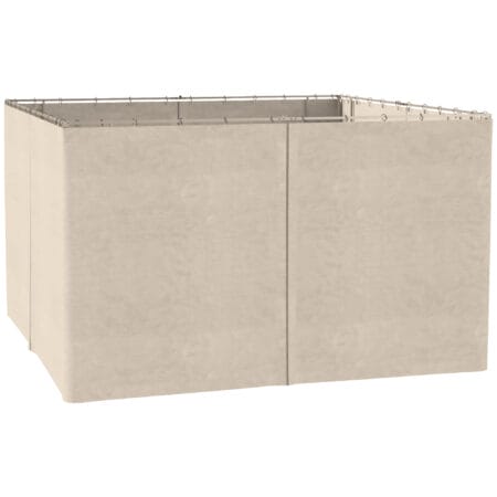 Beiger, wetterfester Pavillon 3x4m mit Seitenteilen.