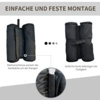 Robustes 4er-Set schwarze Pavillon-Standfüße.