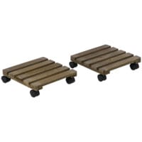 Pflanzenroller im 2er-Set mit Bremsen, für Pflanzentöpfe, Dunkelbraun.