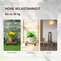Pflanzenroller im 2er-Set mit Bremsen, für Pflanzentöpfe, Dunkelbraun.
