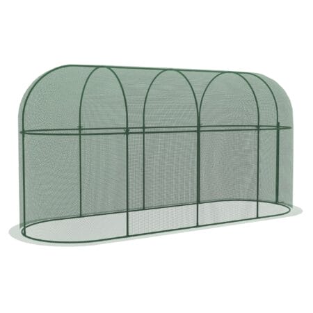 Pflanzenschutzzelt 3x1 m, winddicht mit Insektenschutznetz, Farbe Grün.