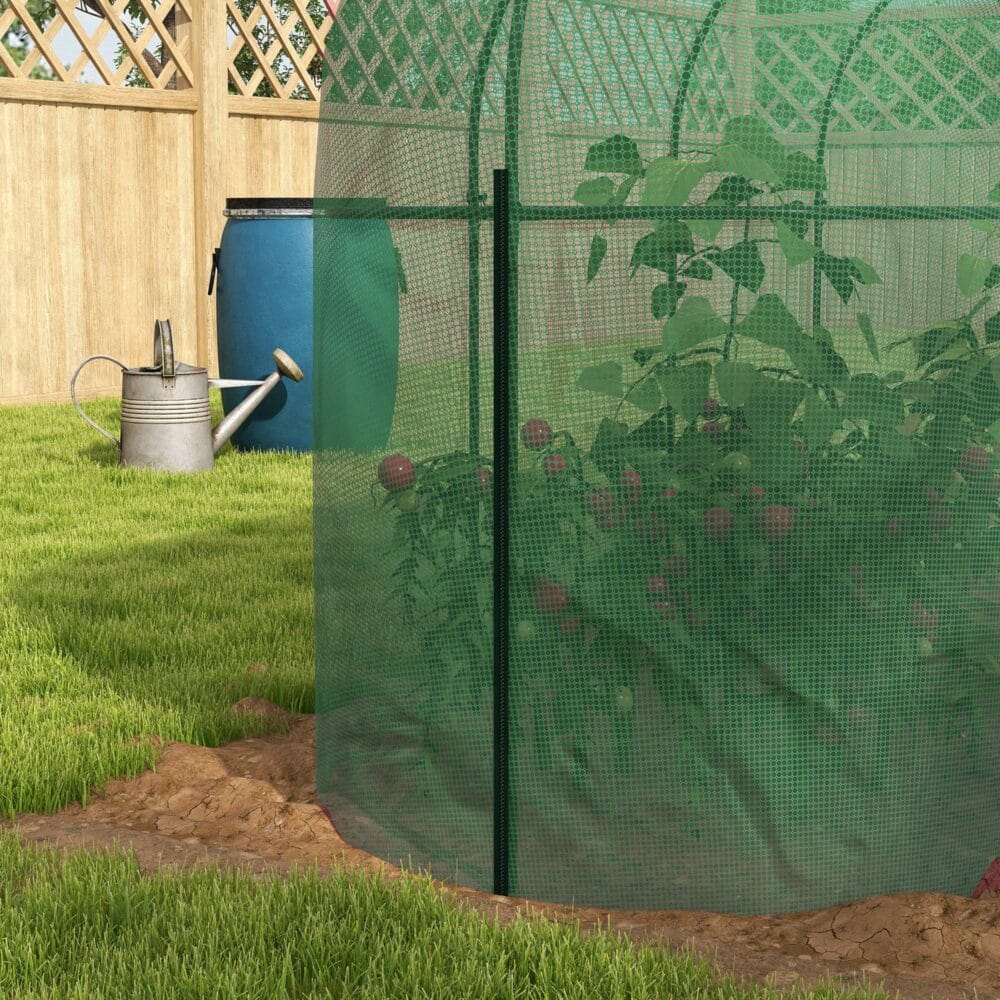 Pflanzenschutzzelt 3x1 m, winddicht mit Insektenschutznetz, Farbe Grün.