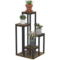 Pflanzenständer mit 4 Ebenen für Balkon & Garten, Farbe Braun.