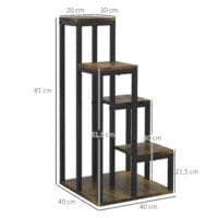 Pflanzenständer mit 4 Ebenen für Balkon & Garten, Farbe Braun.
