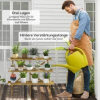 Pflanzentreppe aus Tannenholz mit 3 Stufen, Maße 120x80x78 cm.