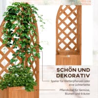 Pflanzkasten mit Rankhilfe für Garten und Terrasse, Farbe Braun.
