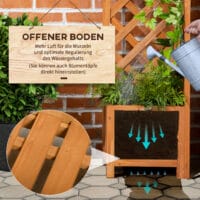 Pflanzkasten mit Rankhilfe für Garten und Terrasse, Farbe Braun.