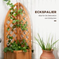 Pflanzkasten mit Rankhilfe für Garten und Terrasse, Farbe Braun.