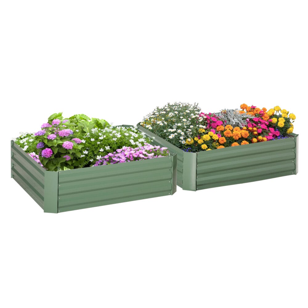 Pflanzkasten aus verzinktem Stahl, robust für den Garten, Farbe Grün.