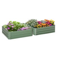 Pflanzkasten aus verzinktem Stahl, robust für den Garten, Farbe Grün.