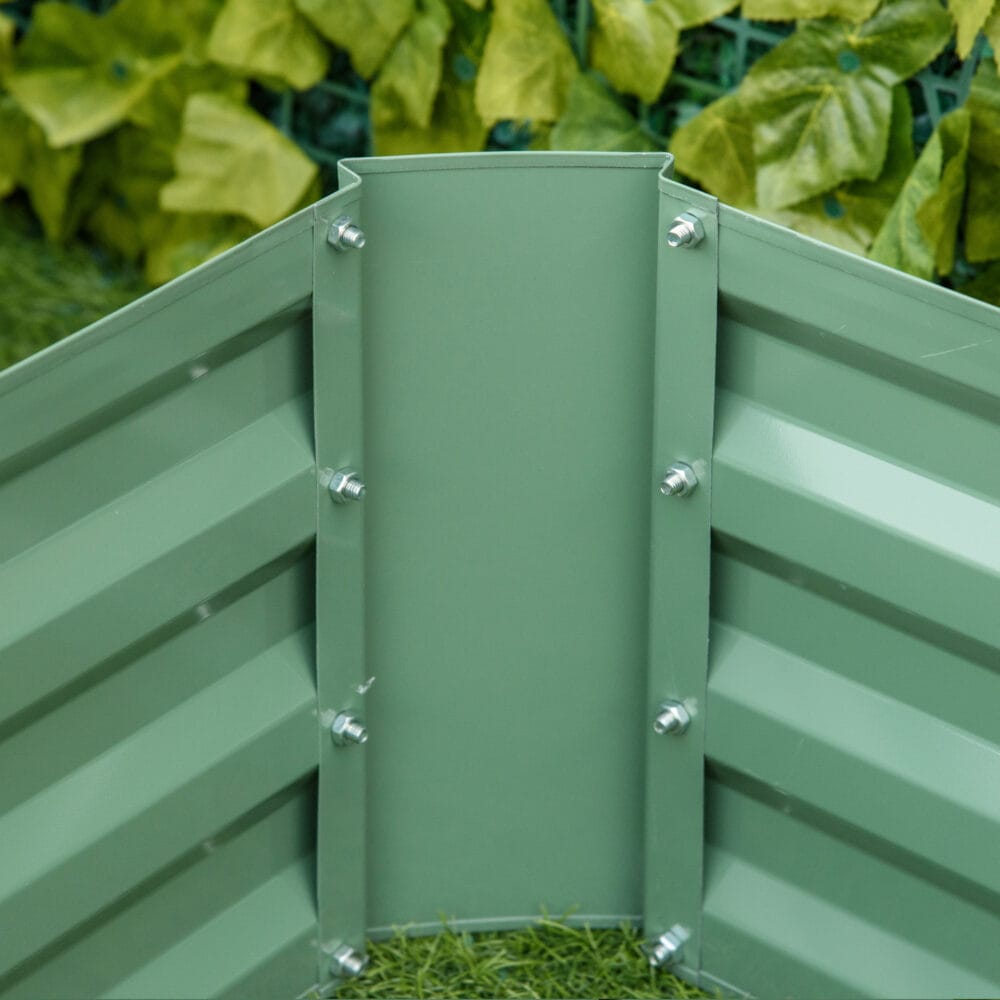 Pflanzkasten aus verzinktem Stahl, robust für den Garten, Farbe Grün.