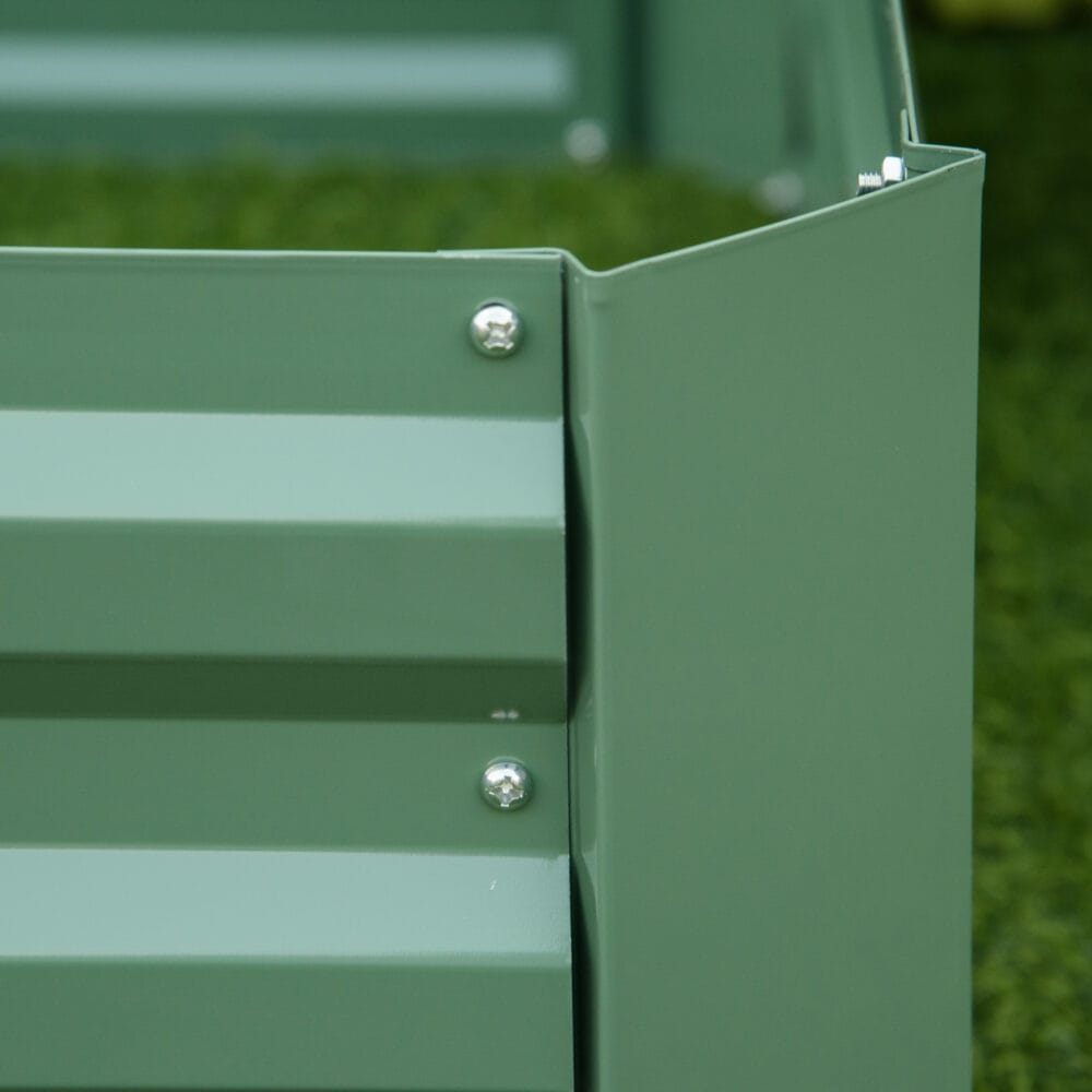 Pflanzkasten aus verzinktem Stahl, robust für den Garten, Farbe Grün.