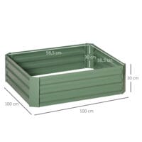 Pflanzkasten aus verzinktem Stahl, robust für den Garten, Farbe Grün.