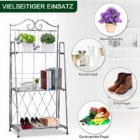 Pflanzregal mit 3 Ebenen, platzsparend aus Metall in Silbergrau.