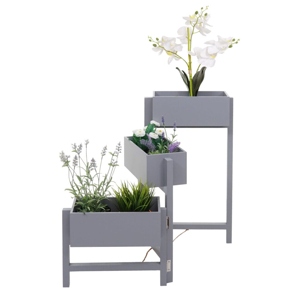 Pflanzregal T275 Standregal Pflanzkasten 65x108x15cm Vintage grau-blau