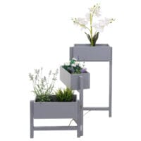 Pflanzregal T275 Standregal Pflanzkasten 65x108x15cm Vintage grau-blau