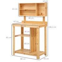 Pflanztisch mit Ablage aus Tannenholz, ideal für Garten und Balkon.
