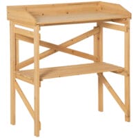 Pflanztisch mit Ablagefläche aus Holz, funktional für Garten, Hellbraun.