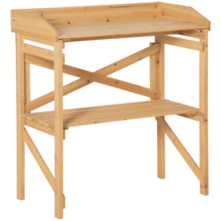Pflanztisch mit Ablagefläche aus Holz, funktional für Garten, Hellbraun.