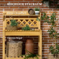 Pflanztisch mit Edelstahlbecken, modern und praktisch, Farbe Braun.