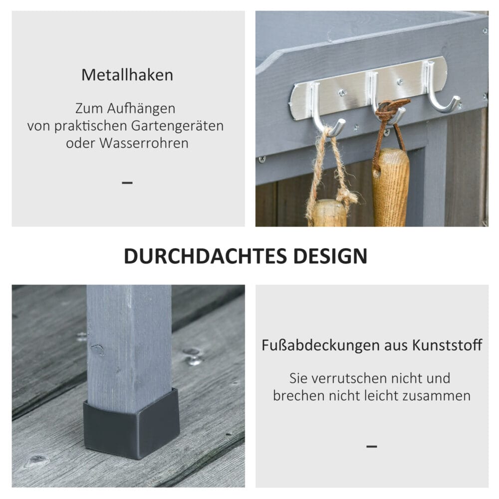 Pflanztisch mit robuster Metall-Arbeitsfläche für Balkon und Garten.